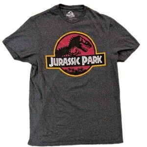 Jurassic Park T Shirt Mens Medium Gray T Rex Logo Movie Graphic Tee